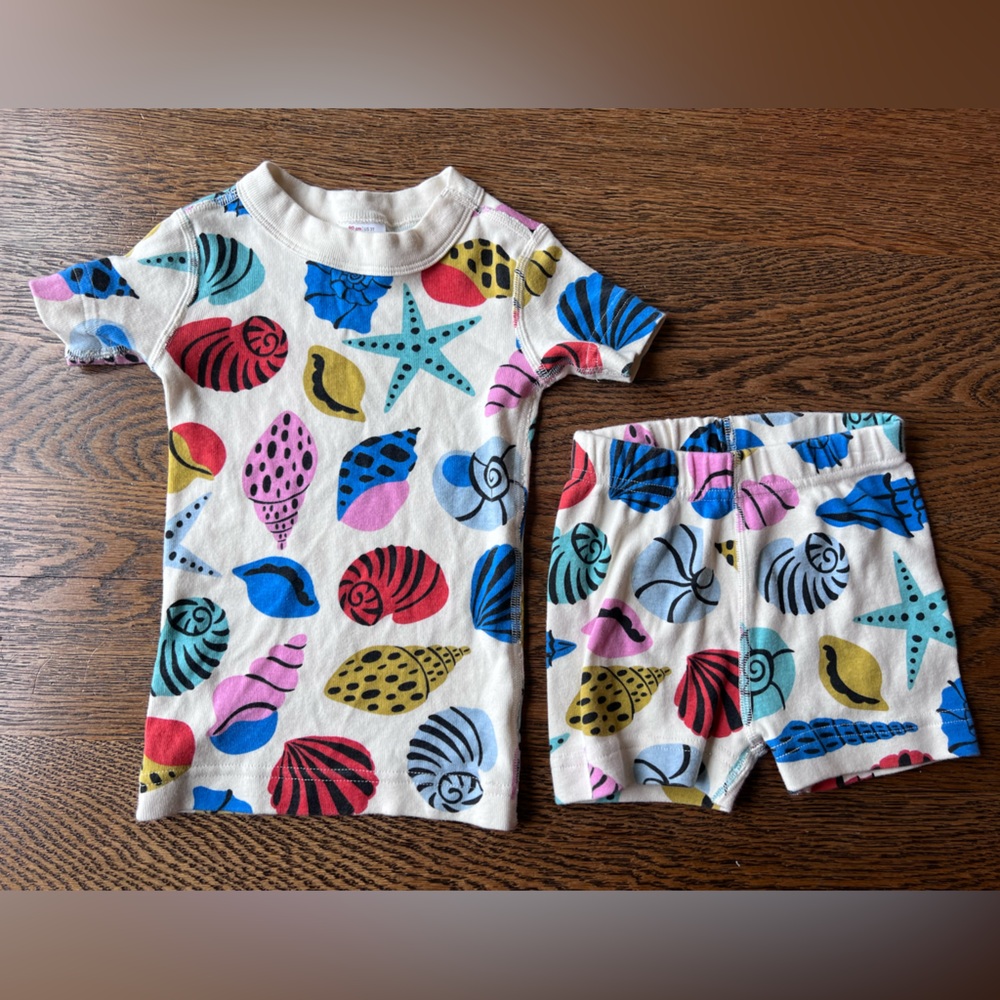 Hanna Andersson Beachcomber short john pajama set 3T organic cotton